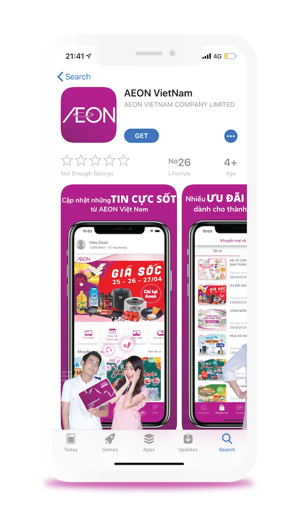 Tải ứng dụng AEONVIETNAM và đăng nhập
