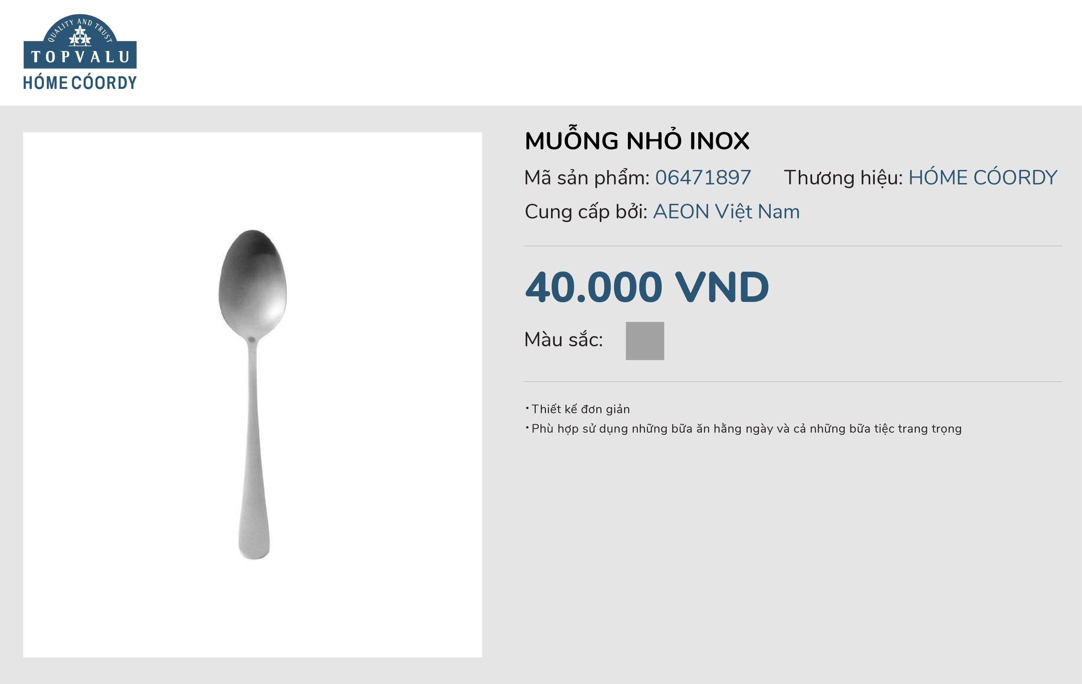 Muỗng nhỏ inox