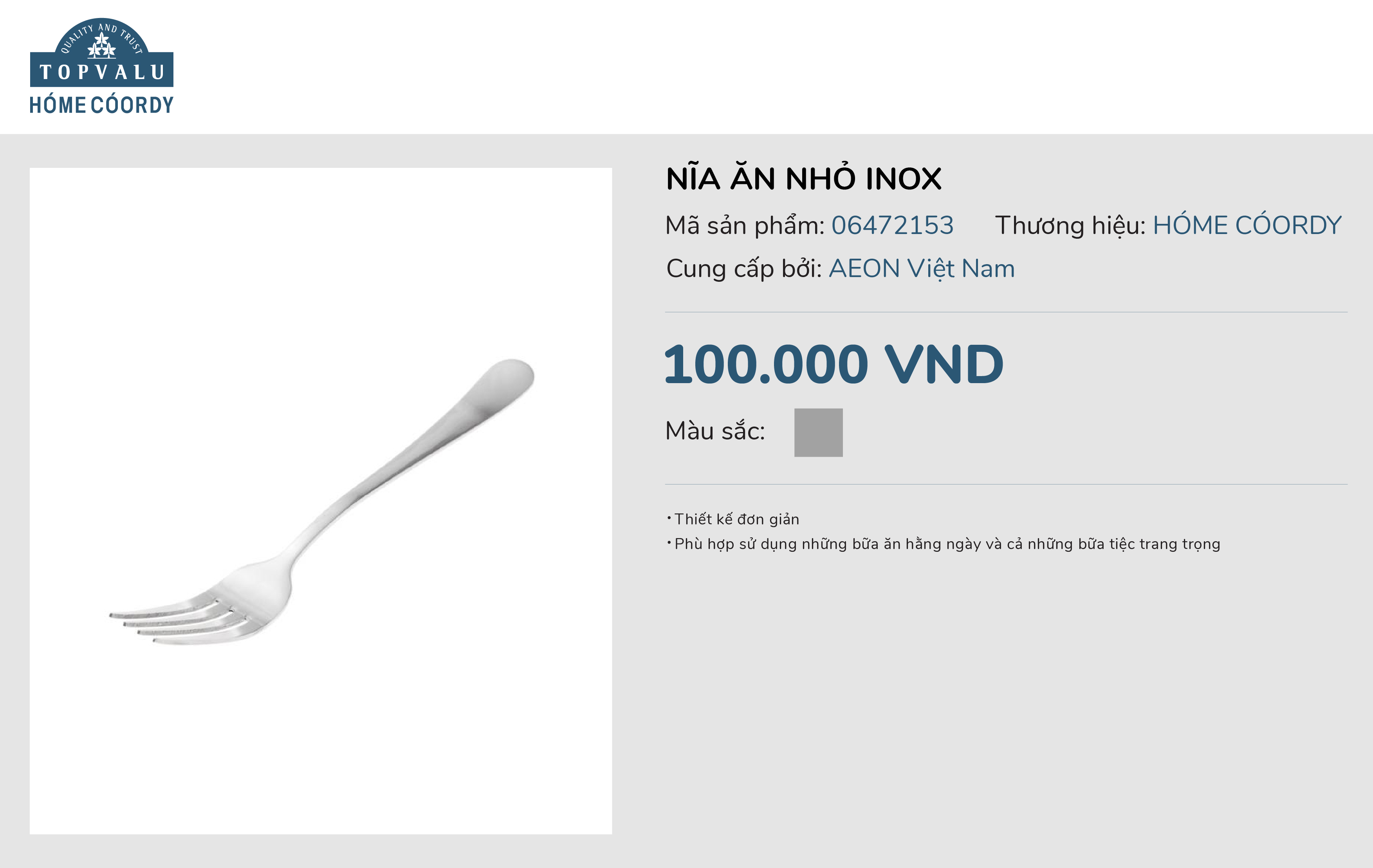 Nĩa ăn nhỏ inox