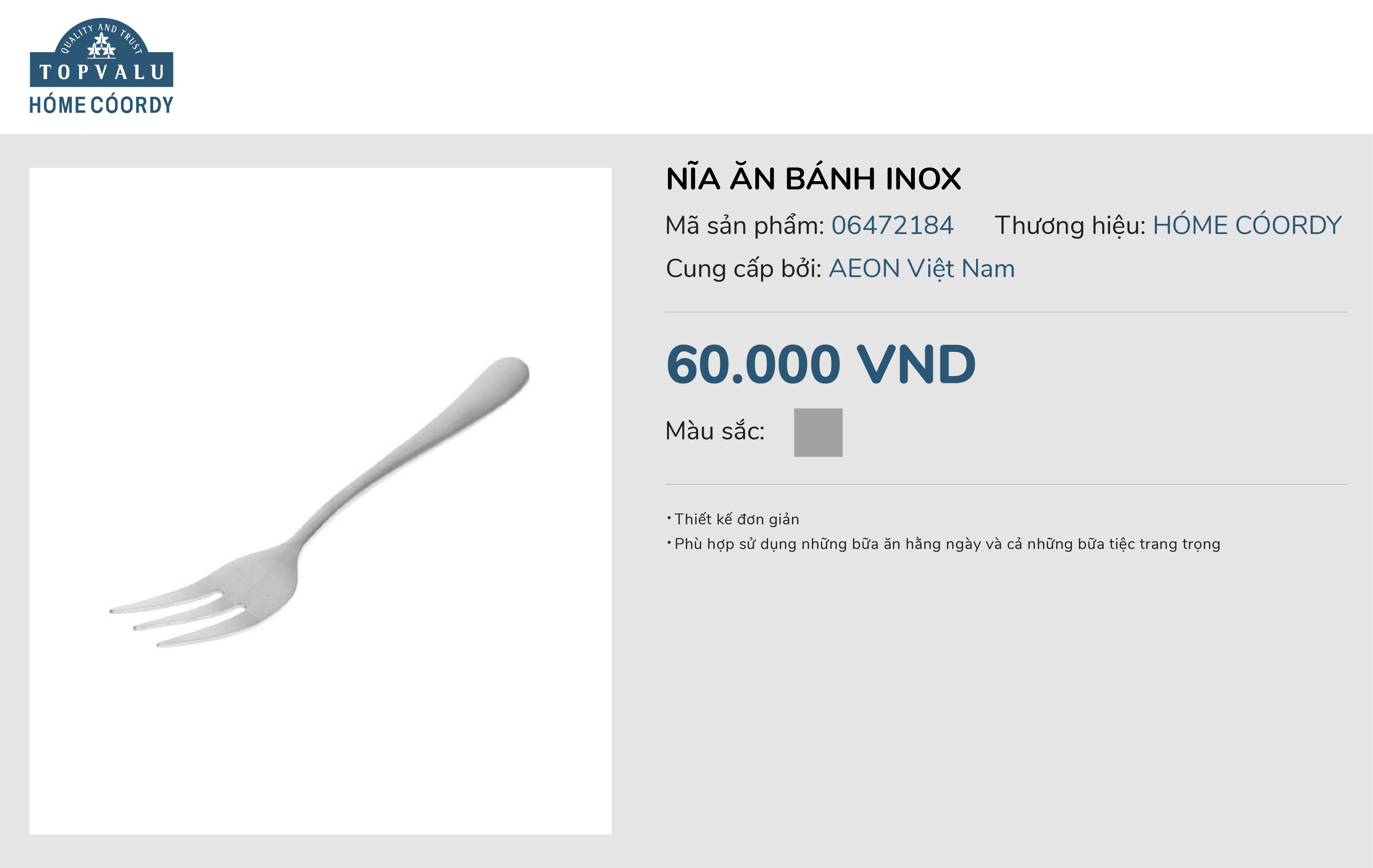 Nĩa ăn bánh inox