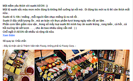 Sushi là món ăn nhận được nhiều lời khen về chất lượng cũng như giá thành