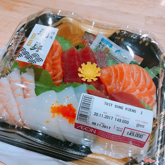 Sashimi tại AEON Delica “ghi điểm” với thực khách nhờ sở hữu giá cả bình dân nhưng chất lượng nhà hàng