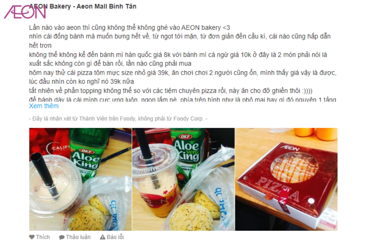 Ẩm thực AEON luôn chiếm trọn tình cảm của khách hàng thông qua hương vị tươi ngon và món ăn đa dạng (nguồn ảnh Foody)