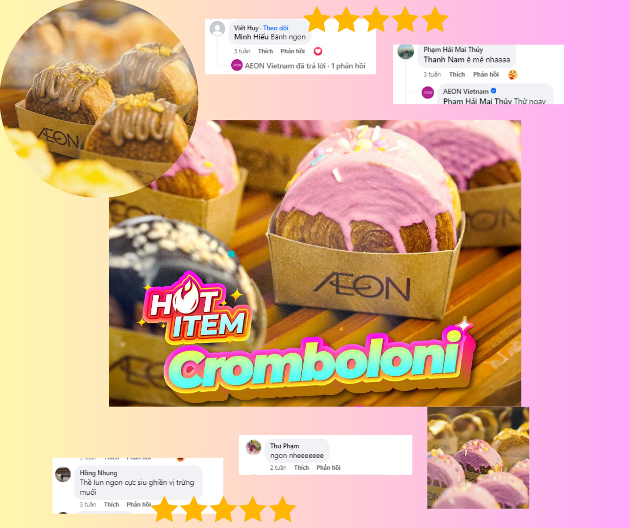Bánh “hot” Cromboloni tại AEON Bakery nhận được nhiều lời khen từ “tín đồ mê bánh ngọt”