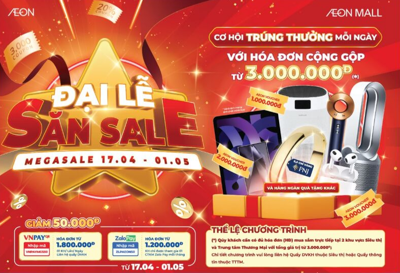 Mega Sale - Một trong những cơ hội săn sale lớn trong năm của TTBHTH & Siêu thị AEON