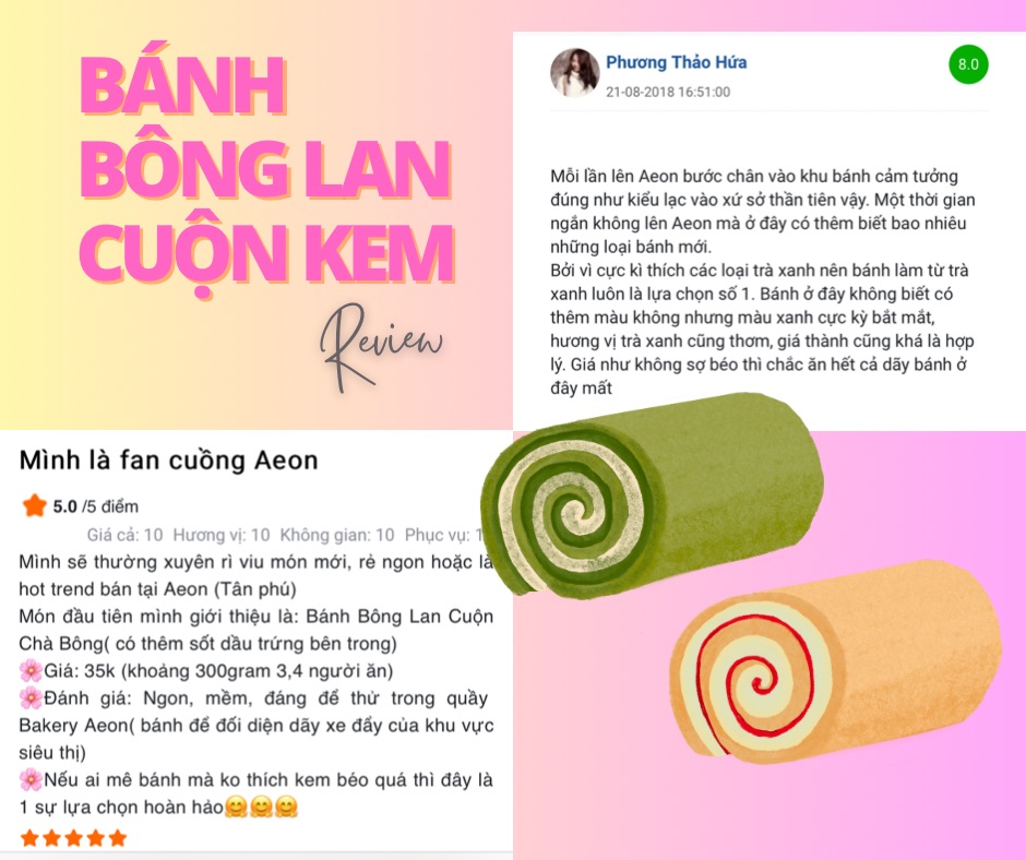 Đánh giá 5 sao từ khách hàng sau khi thưởng thức bánh bông lan cuộn kem